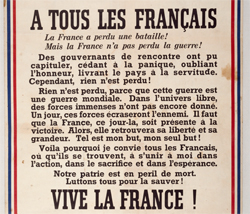 Affiche appel du 18 Juin du général de Gaulle