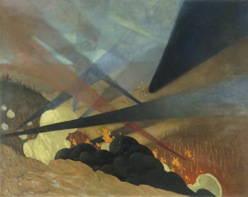 peinture de Verdun sous le feu des obus par Vallotton