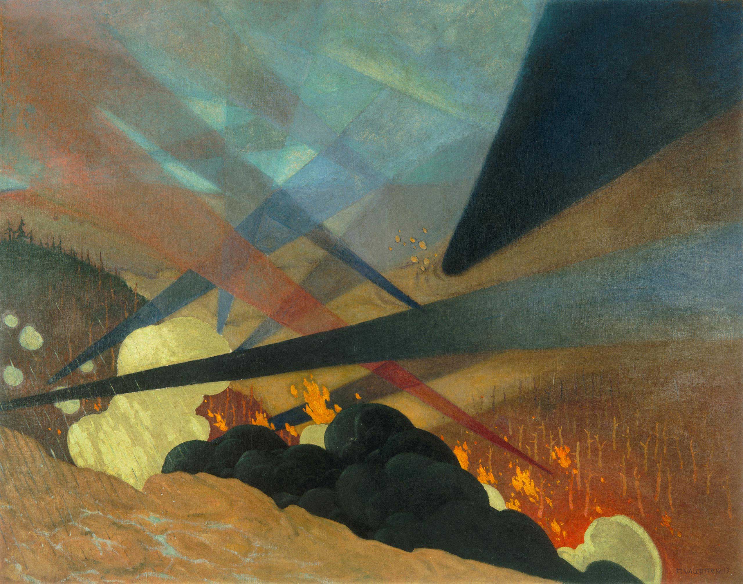 fond ecran representation de Verdun par Felix Vallotton