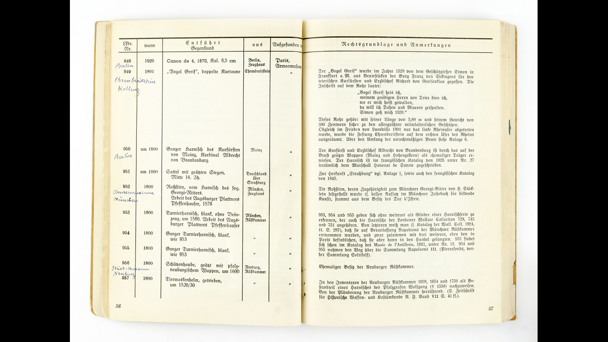 Catalogue Lorey - Il est remis au directeur du musée de l’Armée à l’issue de la saisie opérée par la Wehrmacht dans les collections de l’établissement entre juin et novembre 1940. / Paris, musée de l’Armée, inv. 2013.0.1195 © Paris - Musée de l'Armée, Dist. RMN-Grand Palais / Anne-Sylvaine Marre-Noël