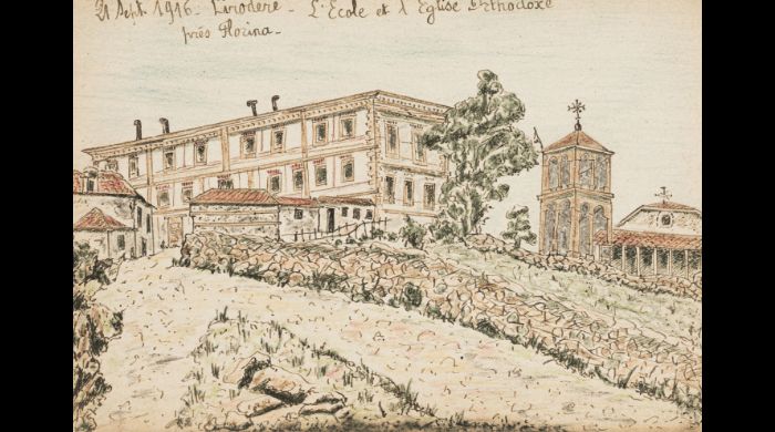 Pirodere. L'école et l'église orthodoxe, 21 septembre 1916 (c) Paris - Musée de l'Armée, Dist. RMN-Grand Palais / Pascal Segrette