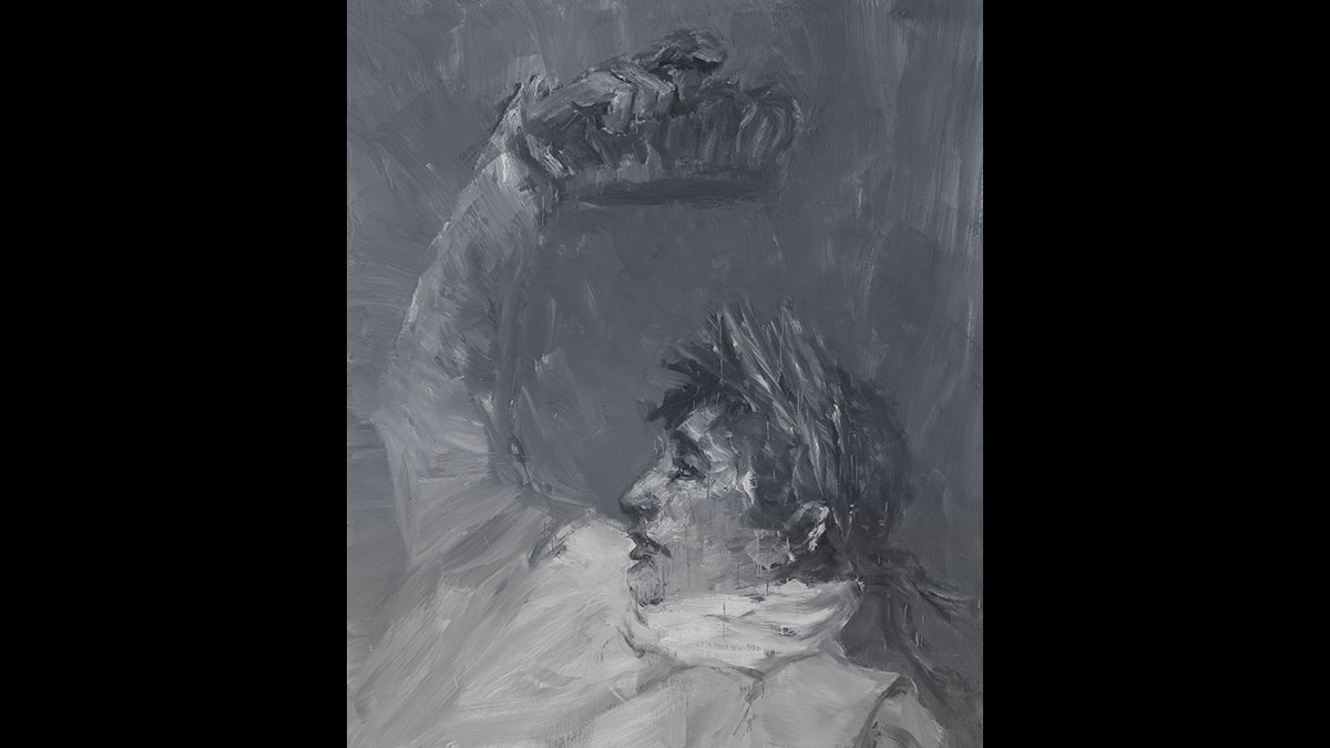 Yan Pei-Ming, "Napoleon, Crowning Himself Emperor - Grey" (L’Empereur Napoléon Ier se couronnant lui-même), 2017 © Yan Pei-Ming / ADAGP, Paris, 2020 / Photo Credit : Todd-White Art Photography / Courtesy the artist and MASSIMODECARLO