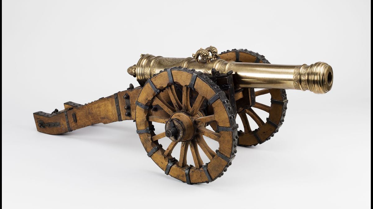 Canon de 48 à bassinet sur affût, 18e siècle. Série du Grand Dauphin par Heroldt, 1663 (C) Paris - Musée de l'Armée, Dist. RMN-Grand Palais / Emilie Cambier