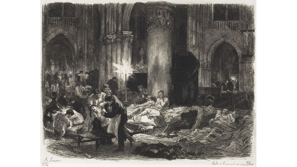 Eglise de Mouzon dans la nuit du 30 au 31 août, André-Auguste Lançon (C) Paris - Musée de l'Armée, Dist. RMN-Grand Palais / Emilie Cambier