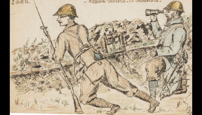 2 octobre 1916. Devant Florina en embuscade Pirodere. (c) Paris - Musée de l'Armée, Dist. RMN-Grand Palais / Pascal Segrette