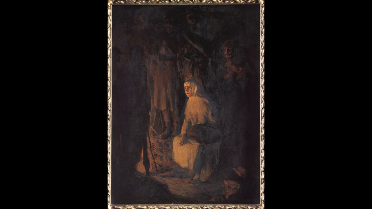 Stoica Dumitrescu (1886-1956). La reine de Roumanie dans les tranchées à Ciresoaïa [bataille d’Oïtuz 26 juillet/8 août-9/22 août 1917]. Paris, musée de l'Armée (C) Paris - Musée de l'Armée, Dist. RMN-Grand Palais / Emilie Cambier