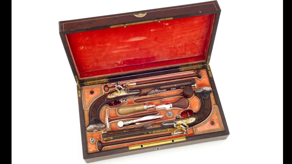 Nicolas Noël Boutet (1761-1833), Coffret de pistolets attribués à Fournier-Sarlovèze, vers 1800, France, Paris, musée de l’Armée
