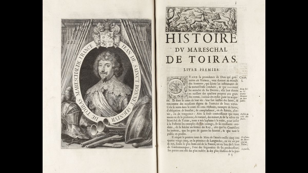 Histoire du Mareschal [sic] de Toiras par le Sieur Michel Baudier, chez Sebastien et Gabriel Cramoisy, Paris, 1644. Portrait gravé par Grégoire Huret (1606-1670)  (C) Paris - Musée de l'Armée, Dist. RMN-Grand Palais / Christophe Chavan
